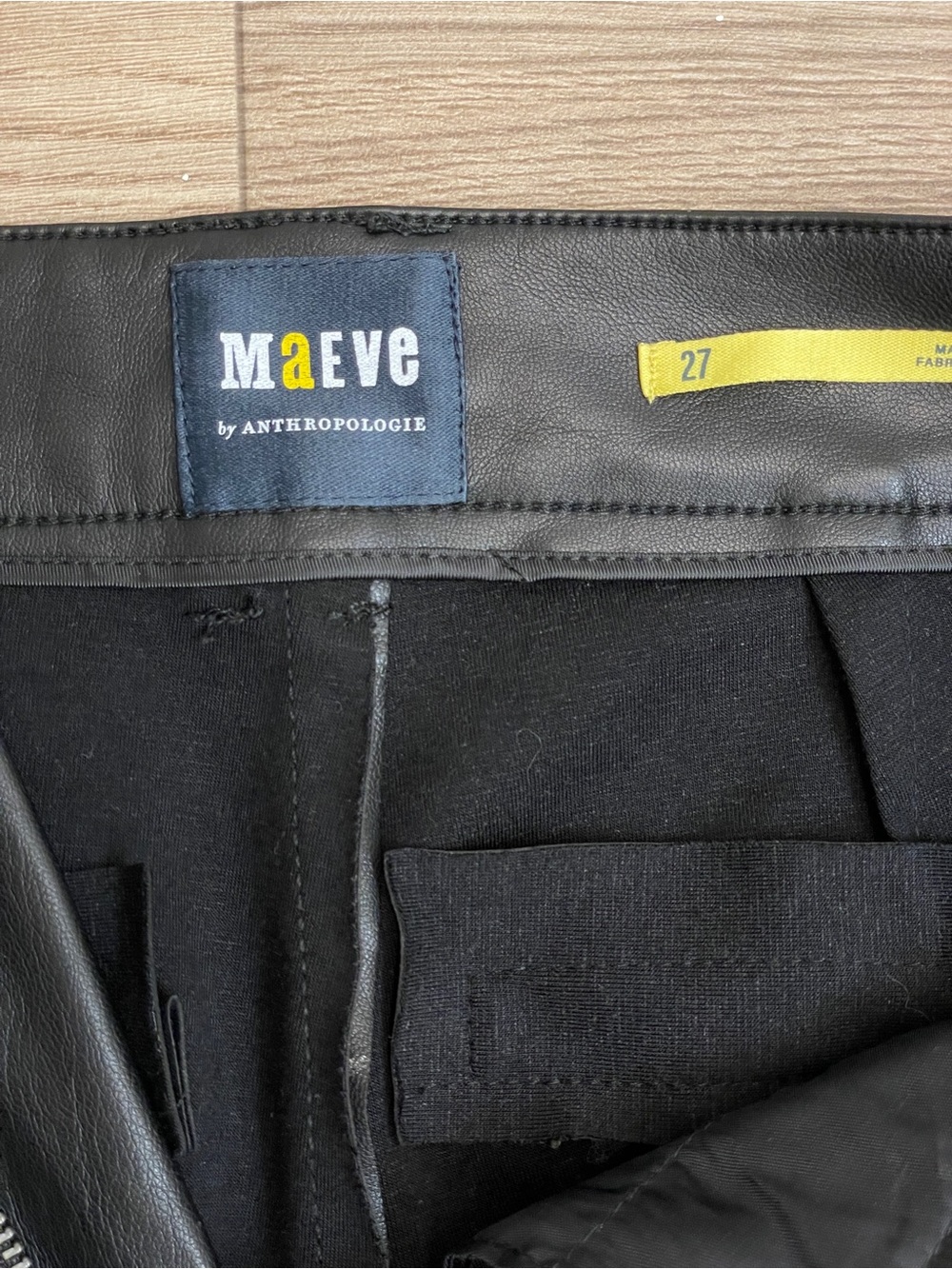 Maeve by Anthropologie Black Faux Leather High Waisted Kick Crop Pants - Picture 8 of 15